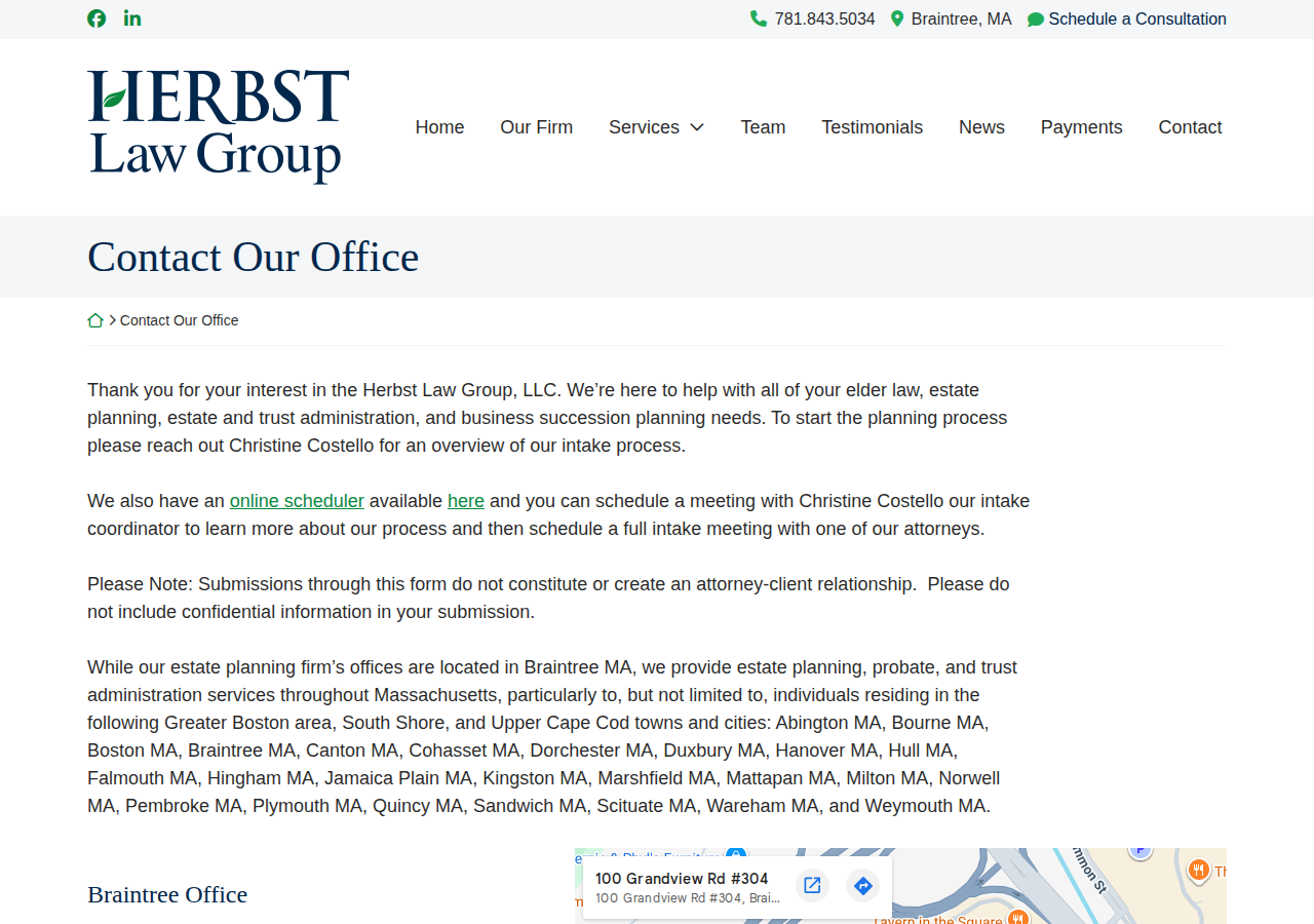 Screenshot of Contact Our Office - Herbst Law Group