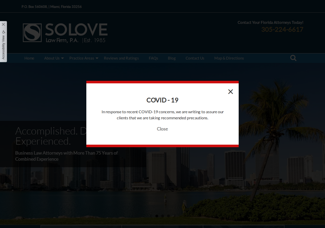 Screenshot of Miami Law Firm | Solove Law Firm, P.A.