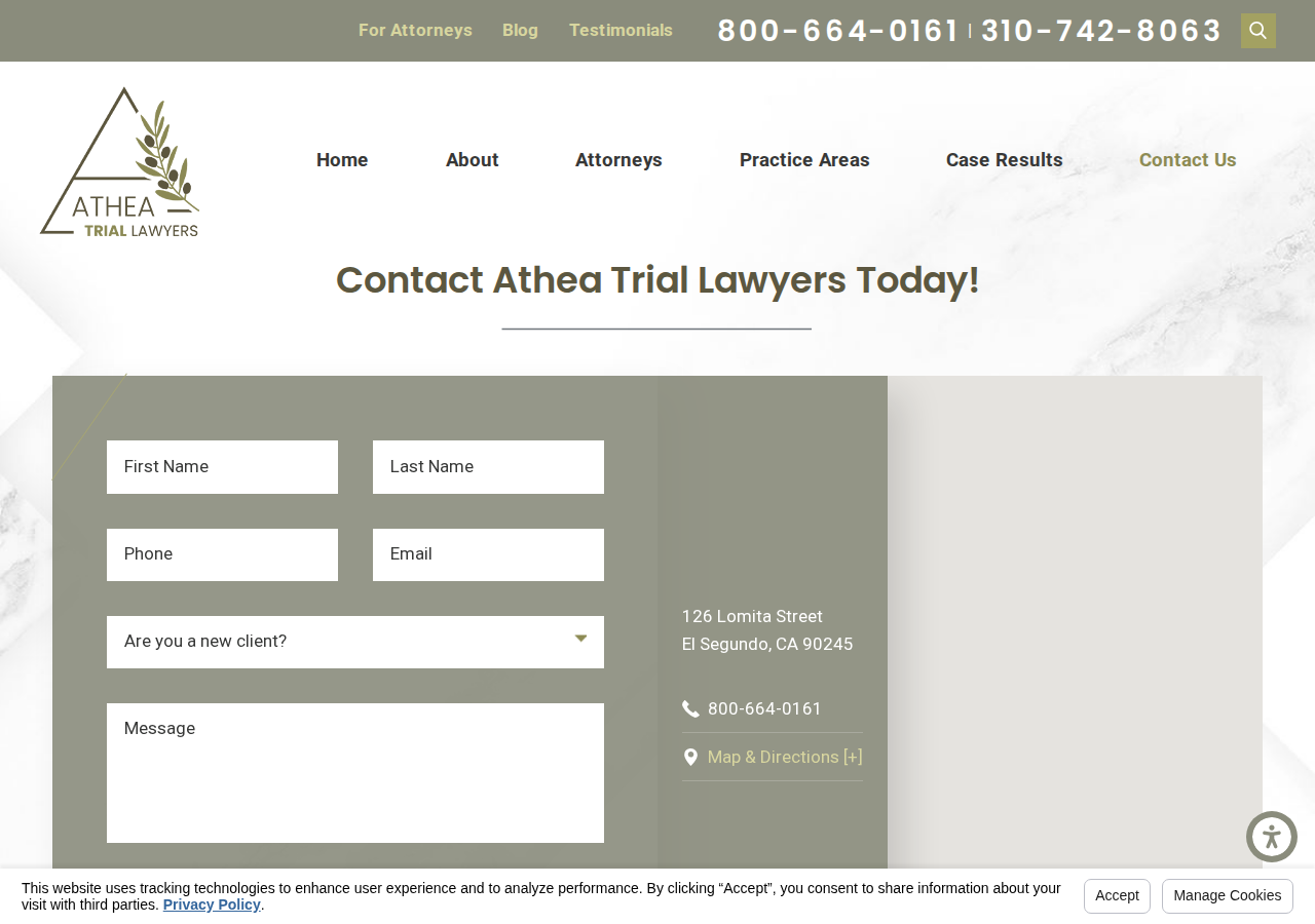 Screenshot of Contact Us | Athea Trial Lawyers