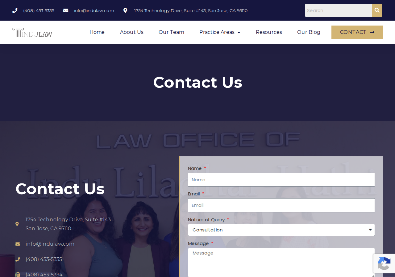 Screenshot of Contact – Indu Law Group, PC