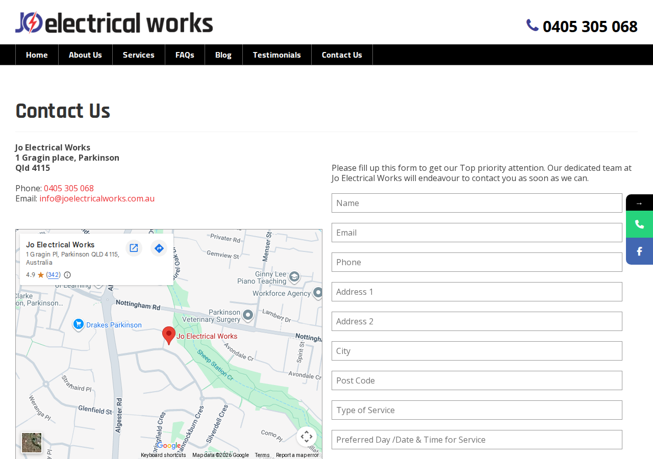 Screenshot of Jo Electrical Works - Contact Us for Electrical Services