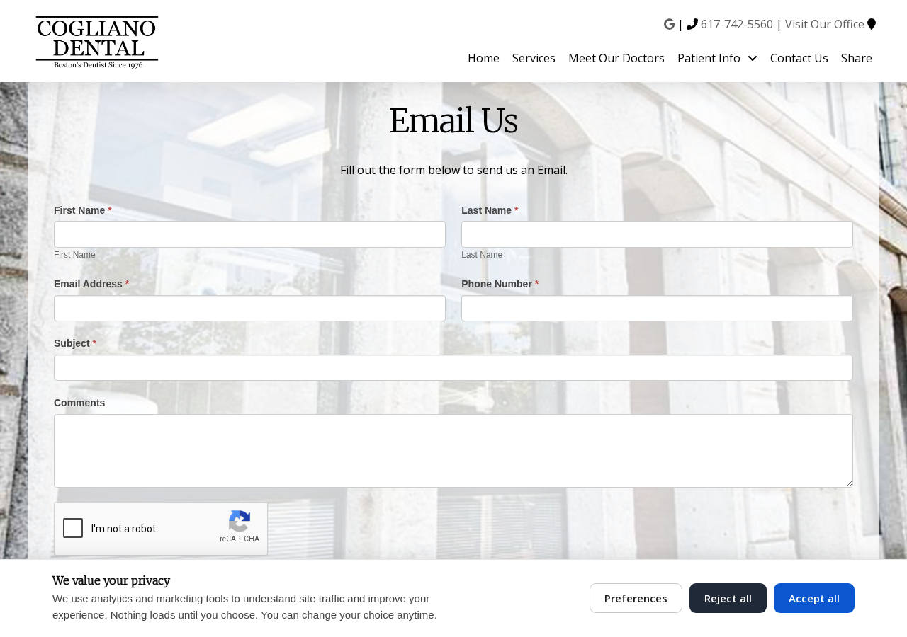 Screenshot of Email Us