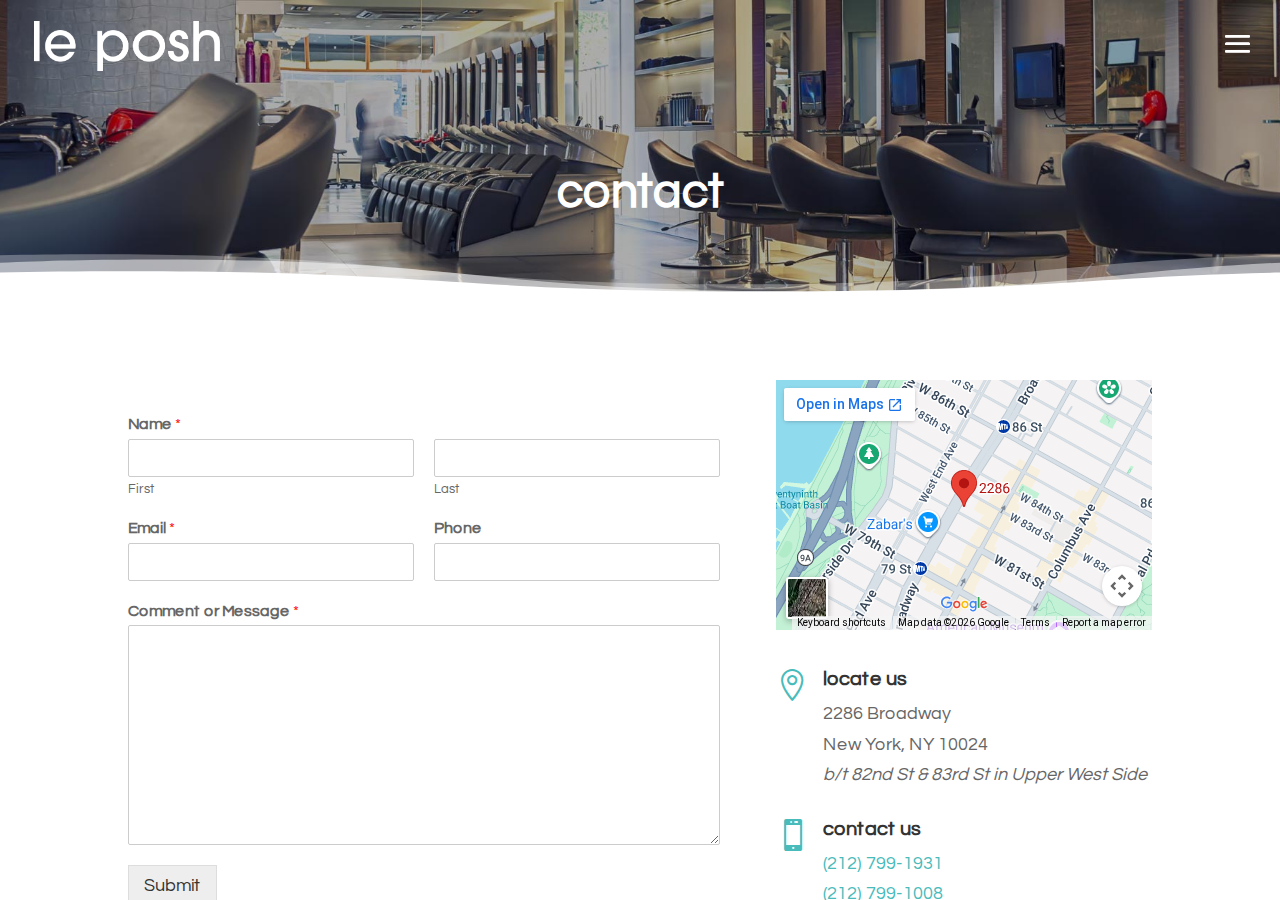 Screenshot of Contact | Le Posh NYC