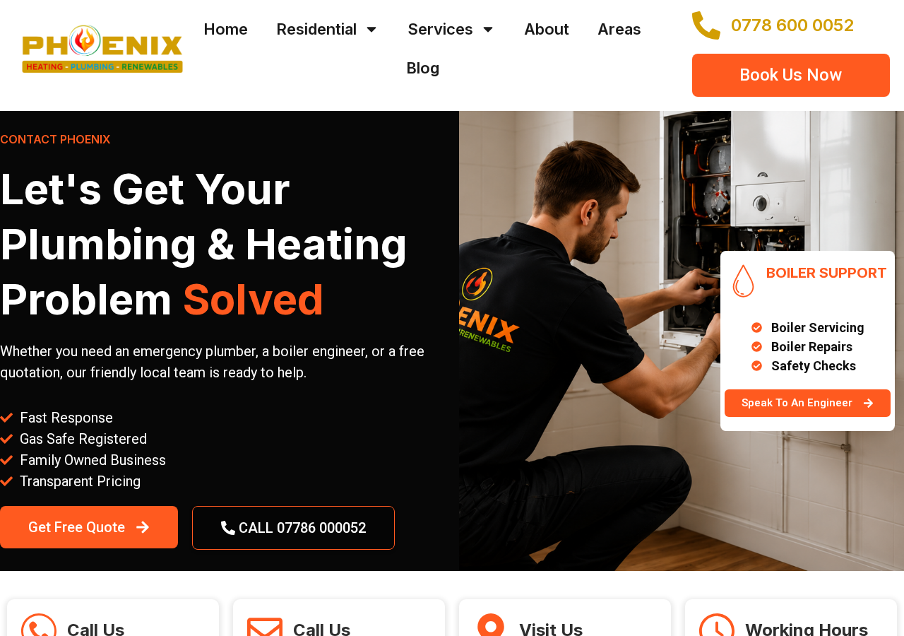Screenshot of Contact Phoenix Heating Plumbing & Renewables