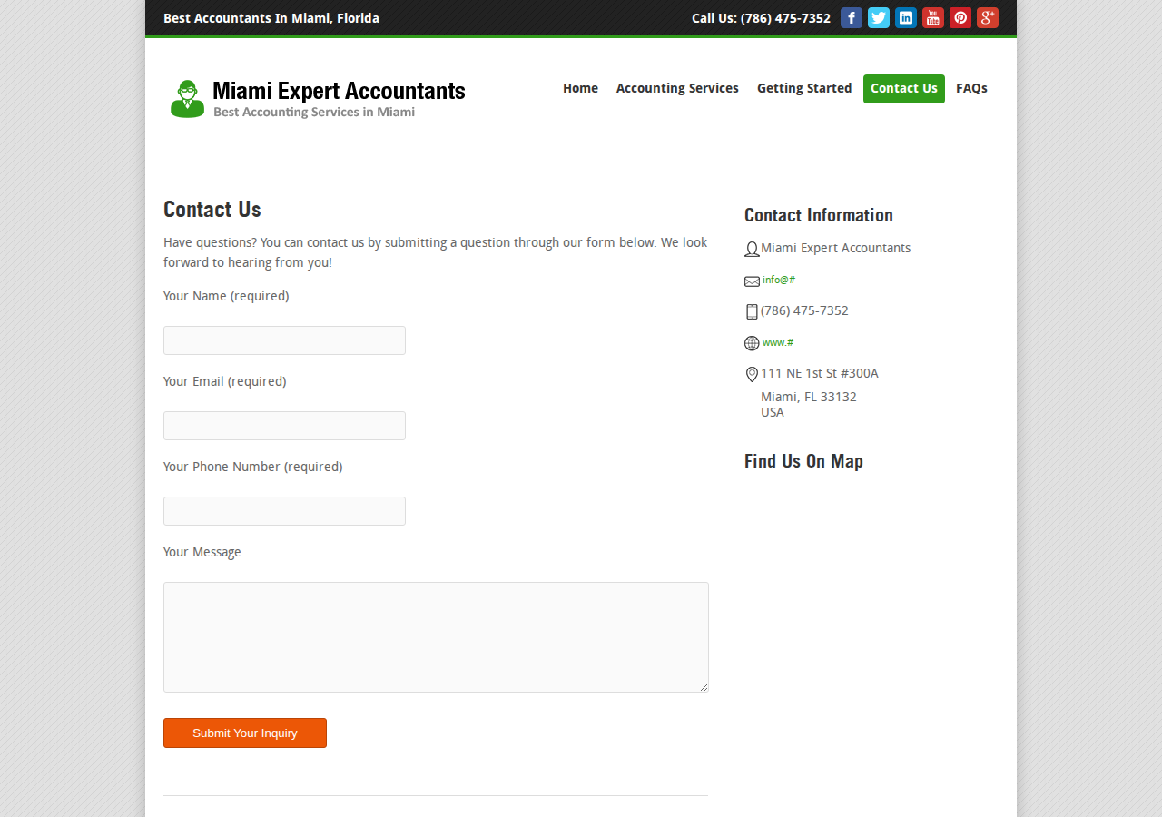 Screenshot of Contact Us | Miami Expert Accountants