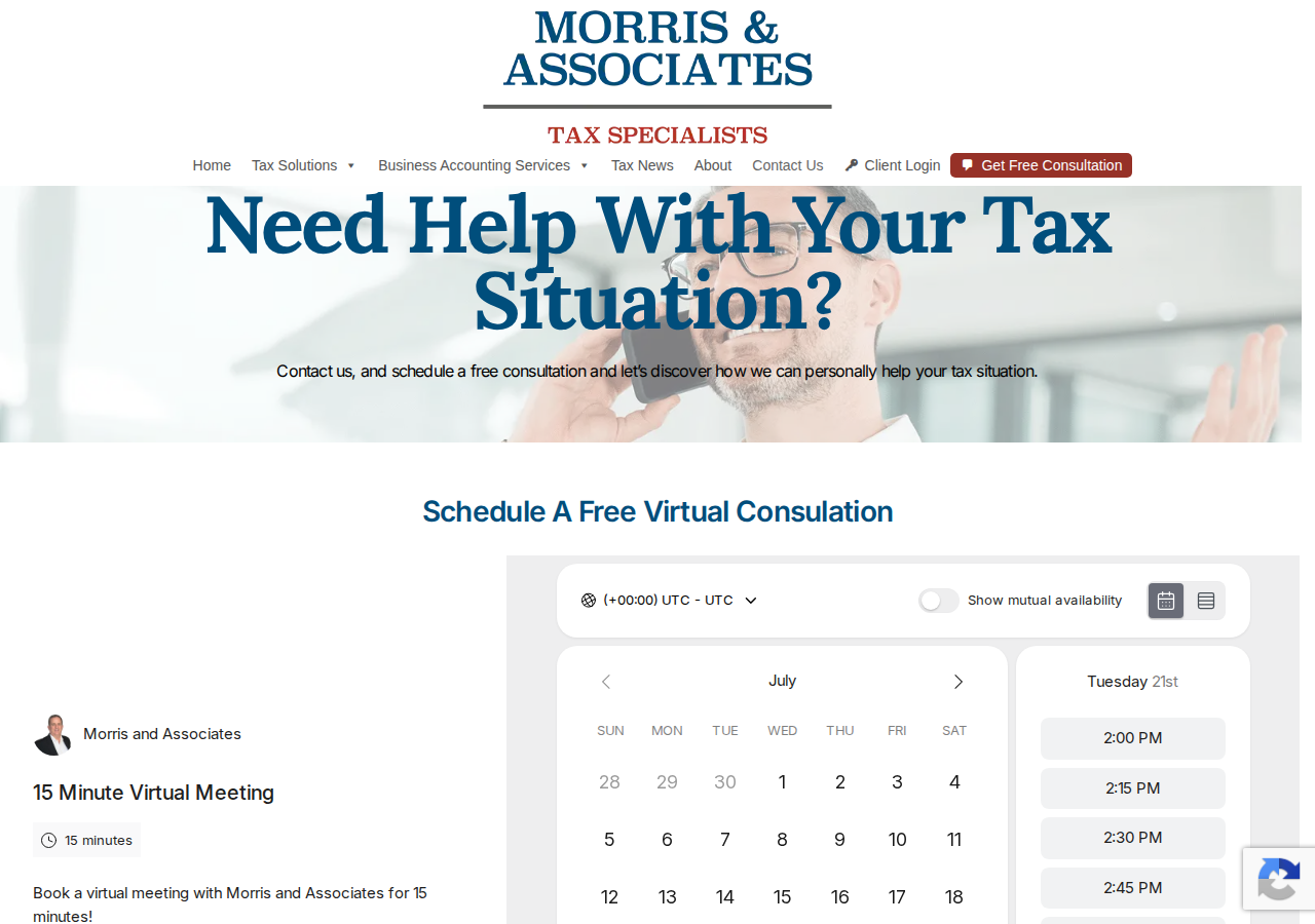 Screenshot of Contact Us - Morris and Associates