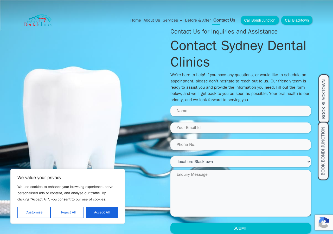 Screenshot of Contact Us - Sydney Dental ClinicsSydney Dental Clinics| Your Path to a Radiant Smile