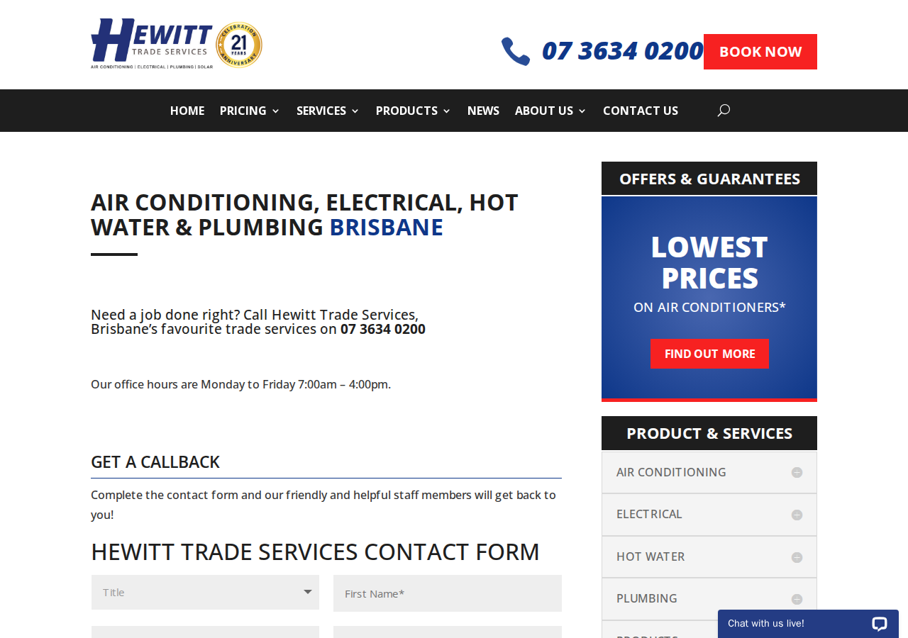 Screenshot of Contact Form - Hewitt Trade Services