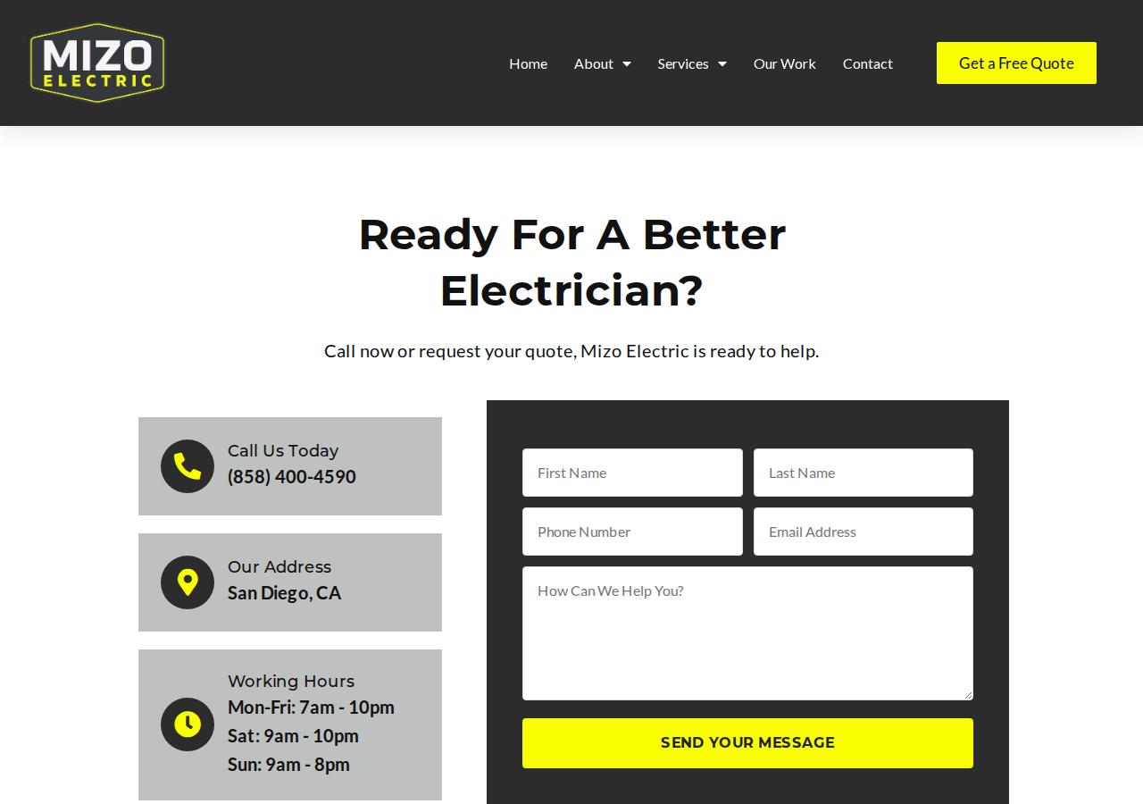 Screenshot of Contact Mizo Electric | Electrician in San Diego, CA