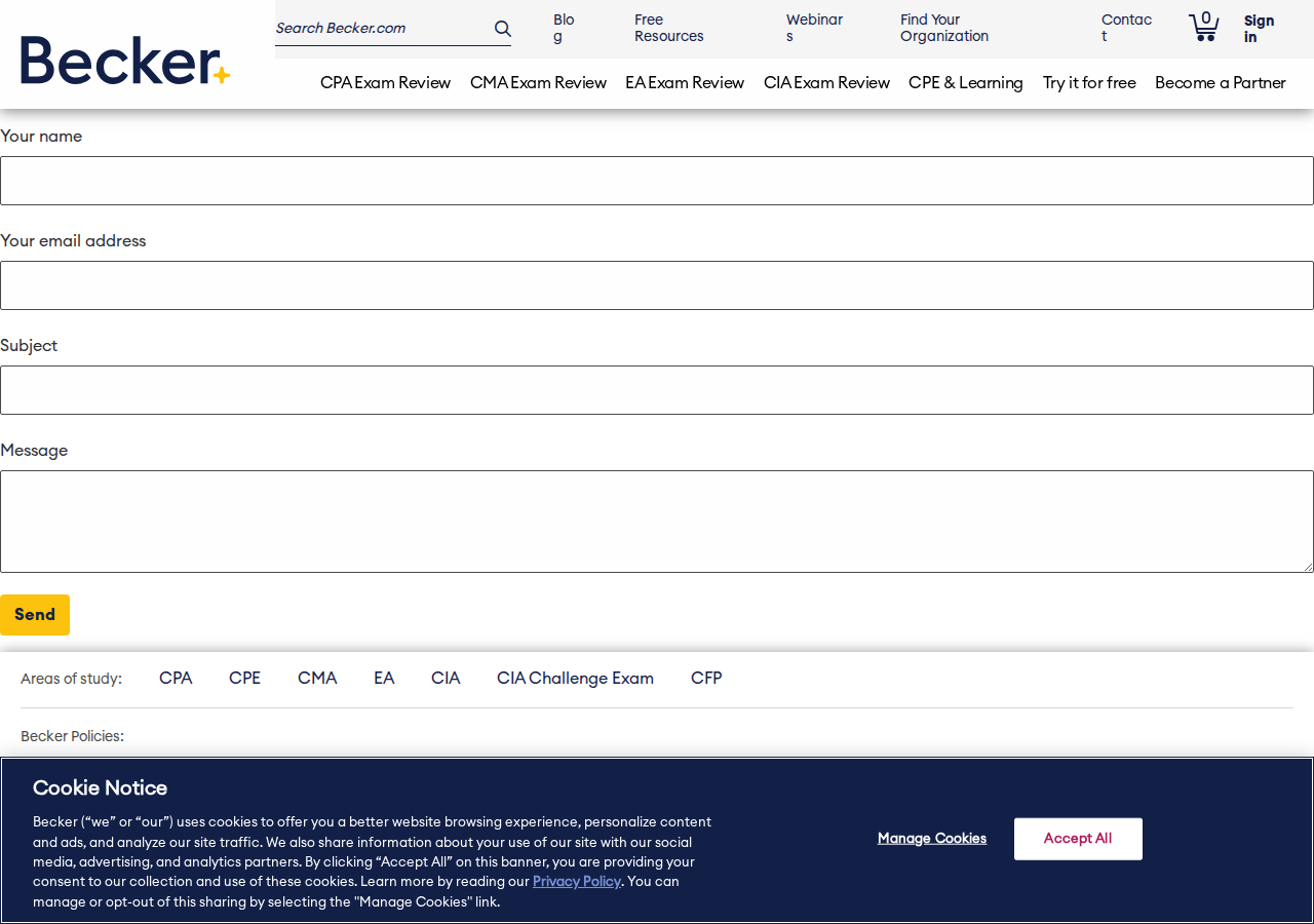 Screenshot of Contact Form | Becker