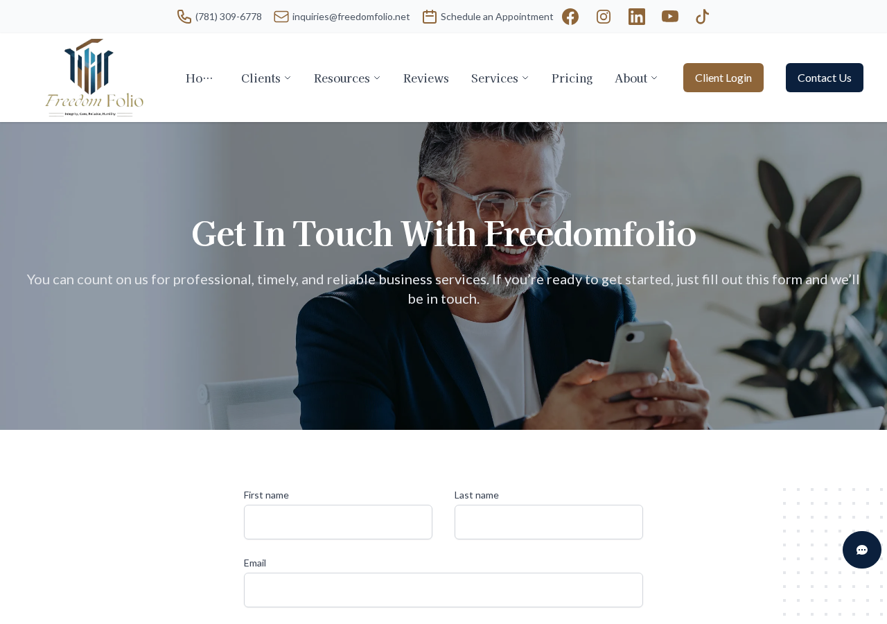 Screenshot of Contact Freedomfolio