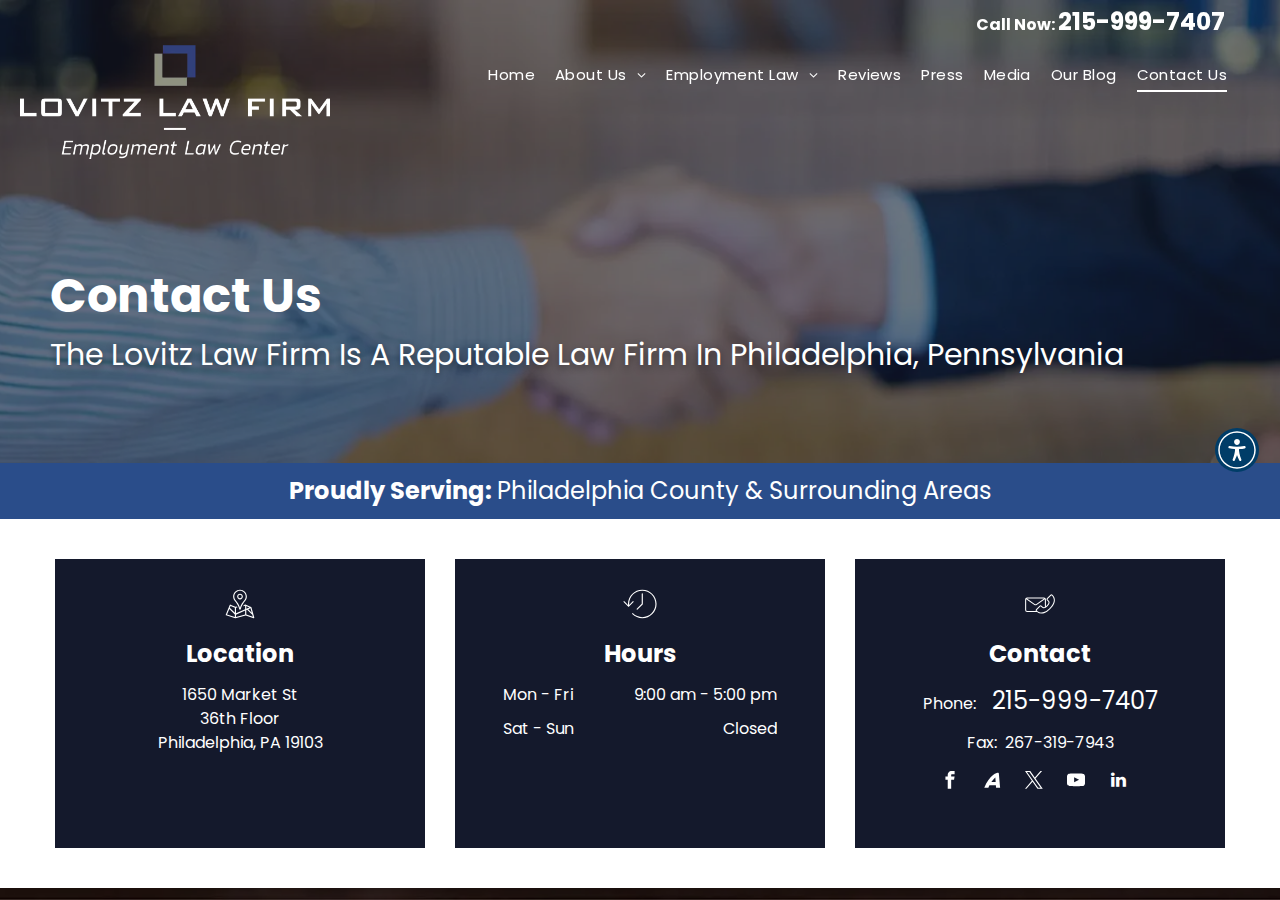 Screenshot of Contact Us | The Lovitz Law Firm | Philadelphia, Pennsylvania
  
  """"""""