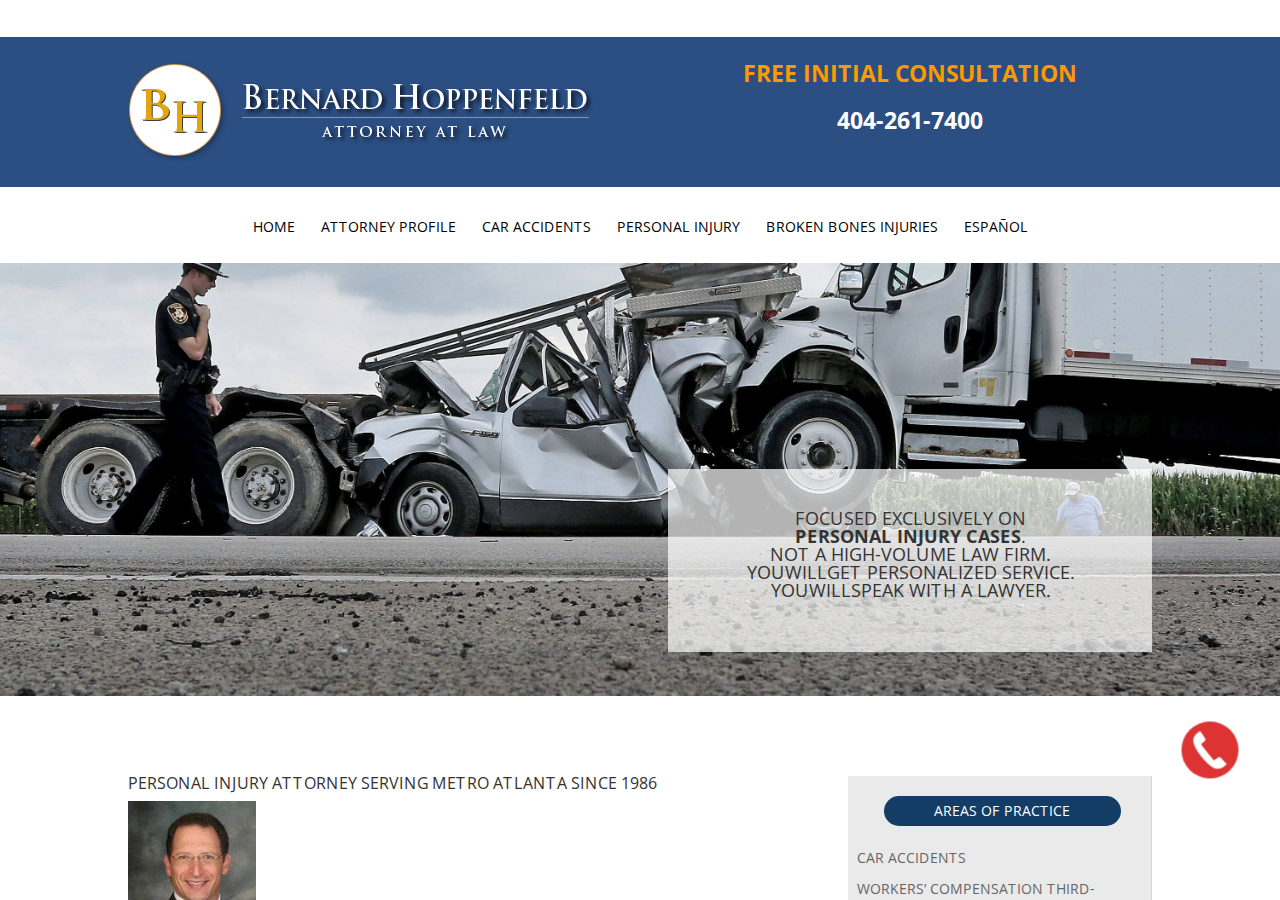 Screenshot of Home - Atlanta Personal Injury Attorney - Bernard Hoppenfeld