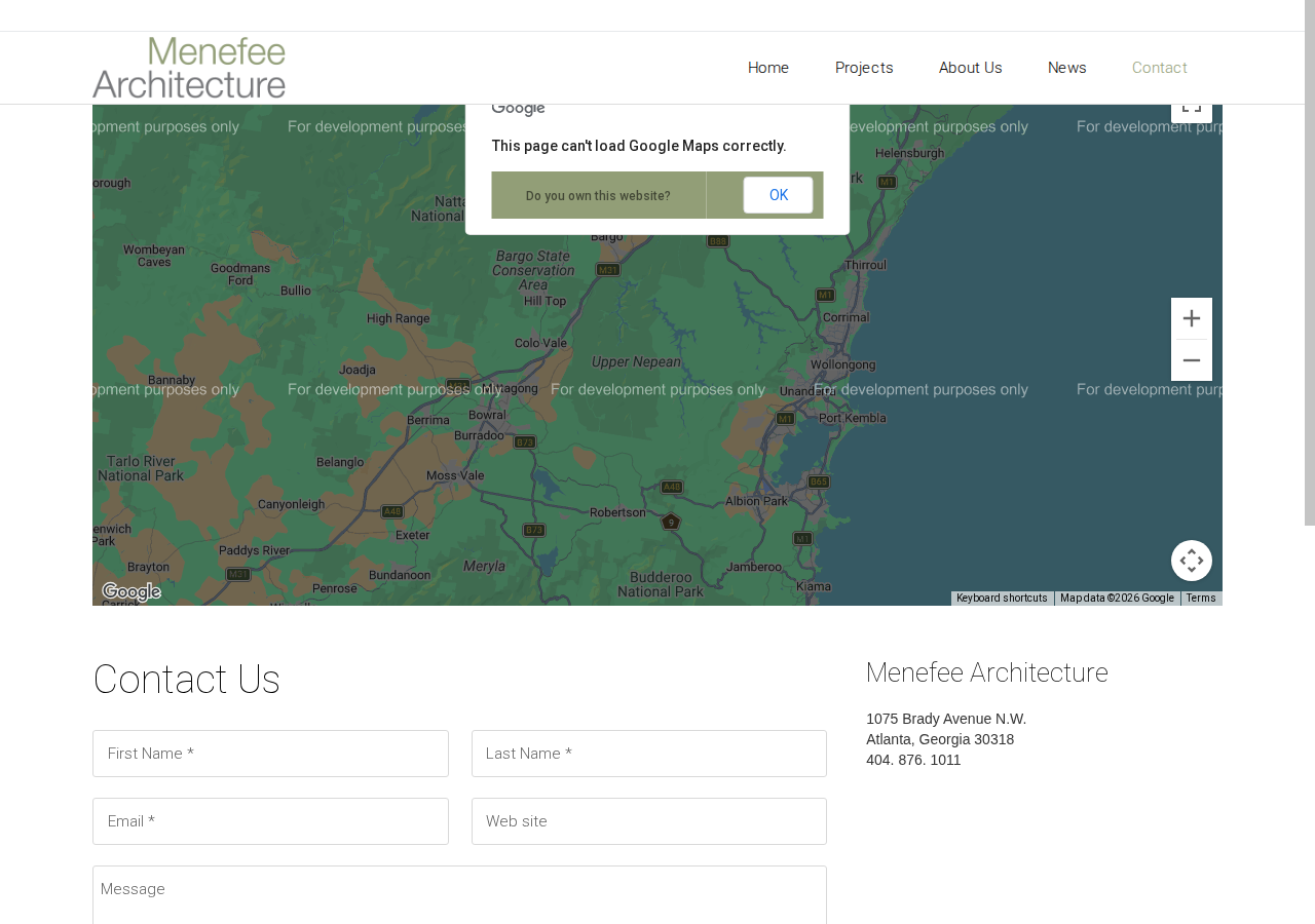 Screenshot of Menefee Architecture | Contact