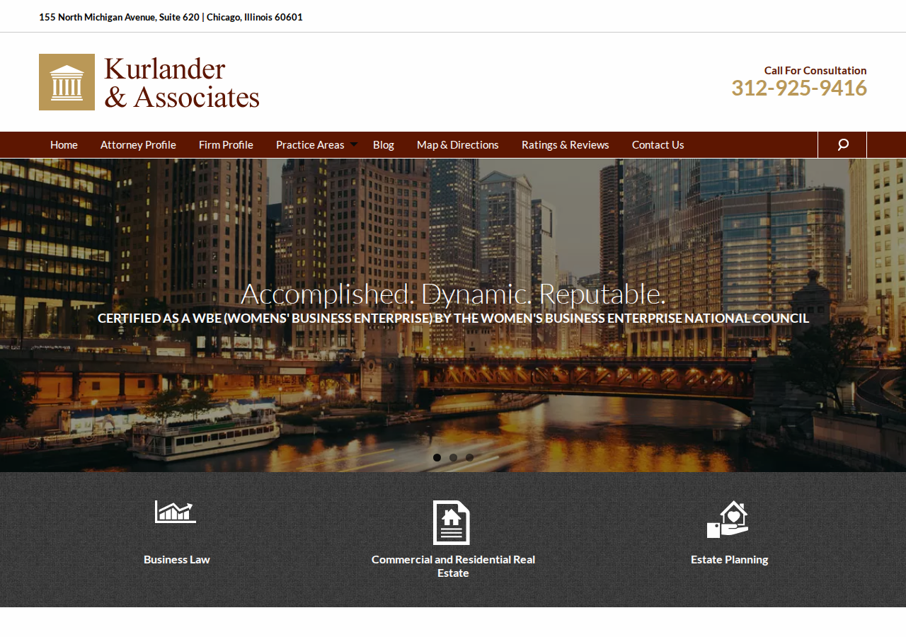 Screenshot of Kurlander & Associates - Chicago Business Law and Real Estate Attorneys | Kurlander and Associates