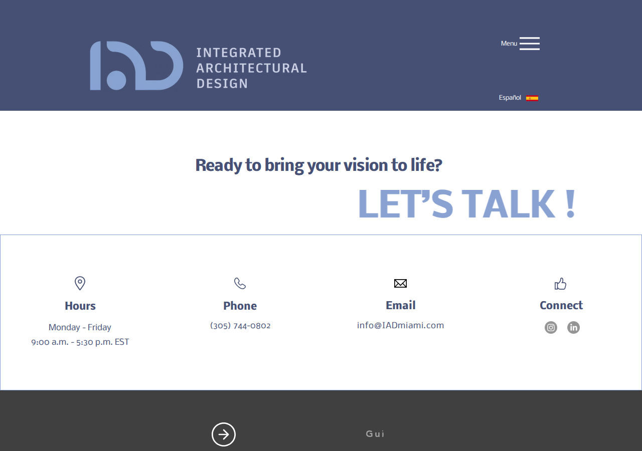 Screenshot of Contact a Miami-Dade Architect | Free Consultation | IAD Miami