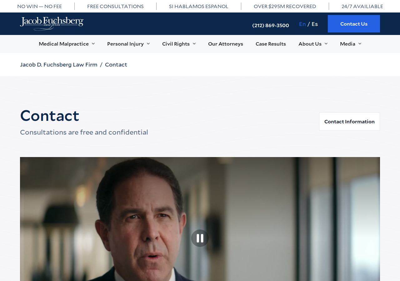 Screenshot of Free Lawyer Consultation | Jacob D. Fuchsberg Law Firm in Manhattan, NY