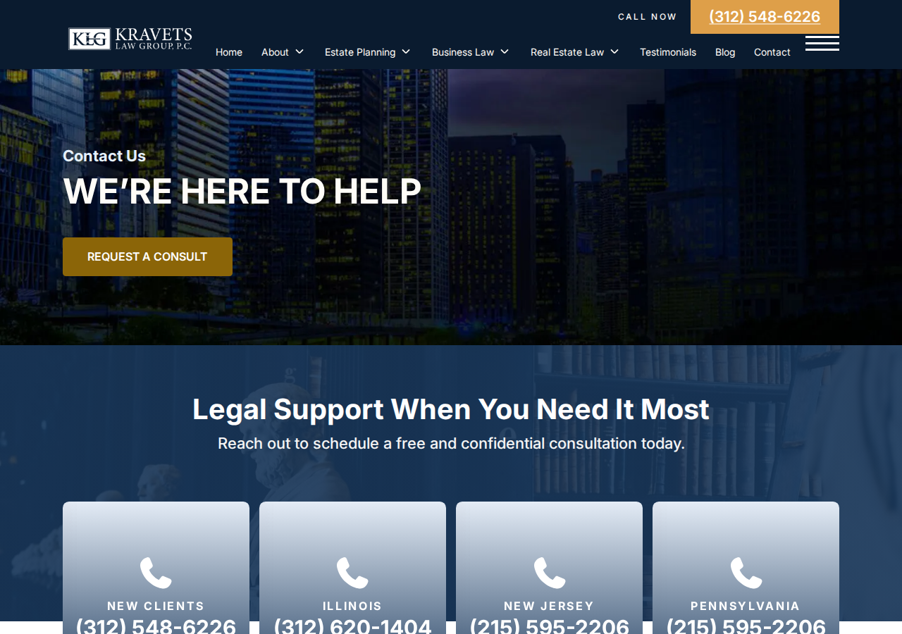 Screenshot of Contact Kravets Law Group | Chicago Attorneys