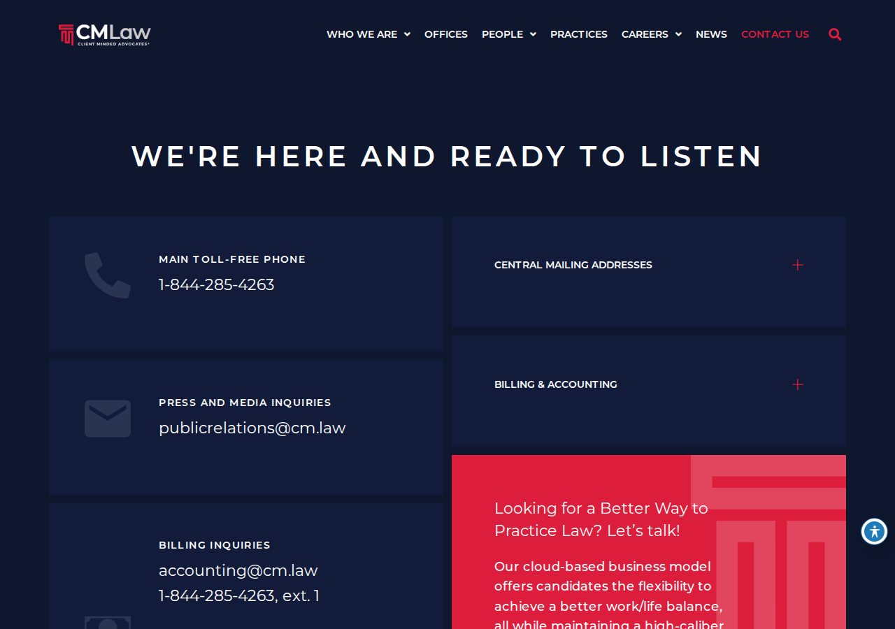 Screenshot of Contact - CM Law