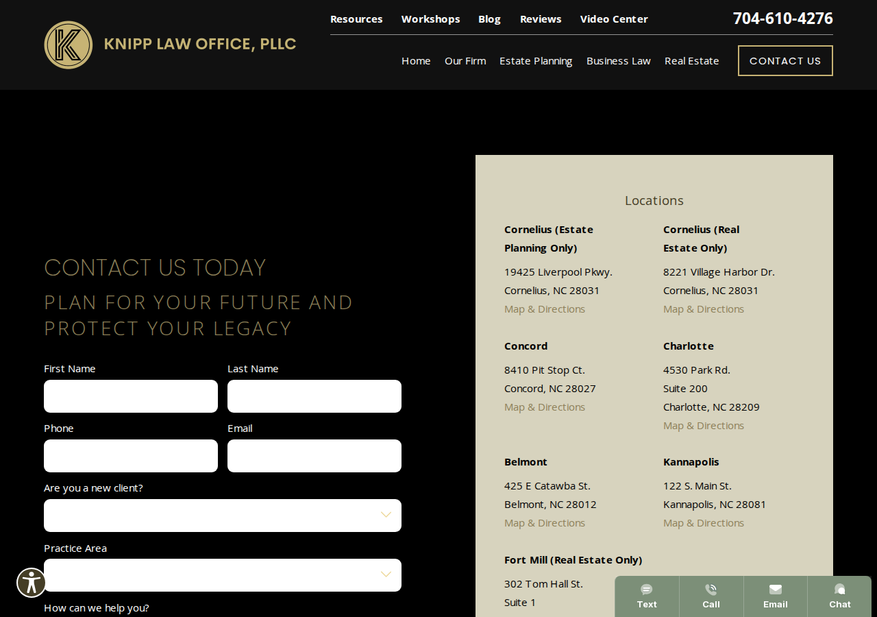 Screenshot of Contact Us | Lake Norman Lawyer