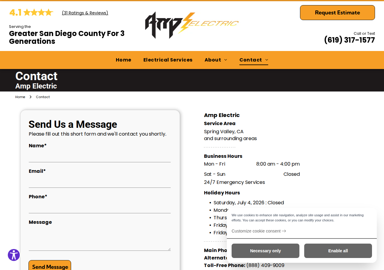 Screenshot of Contact Amp Electric | Spring Valley, CA
  
  Contact Us