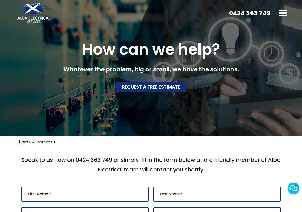 Screenshot of Contact Us - Alba Electrical Services PTY LTD