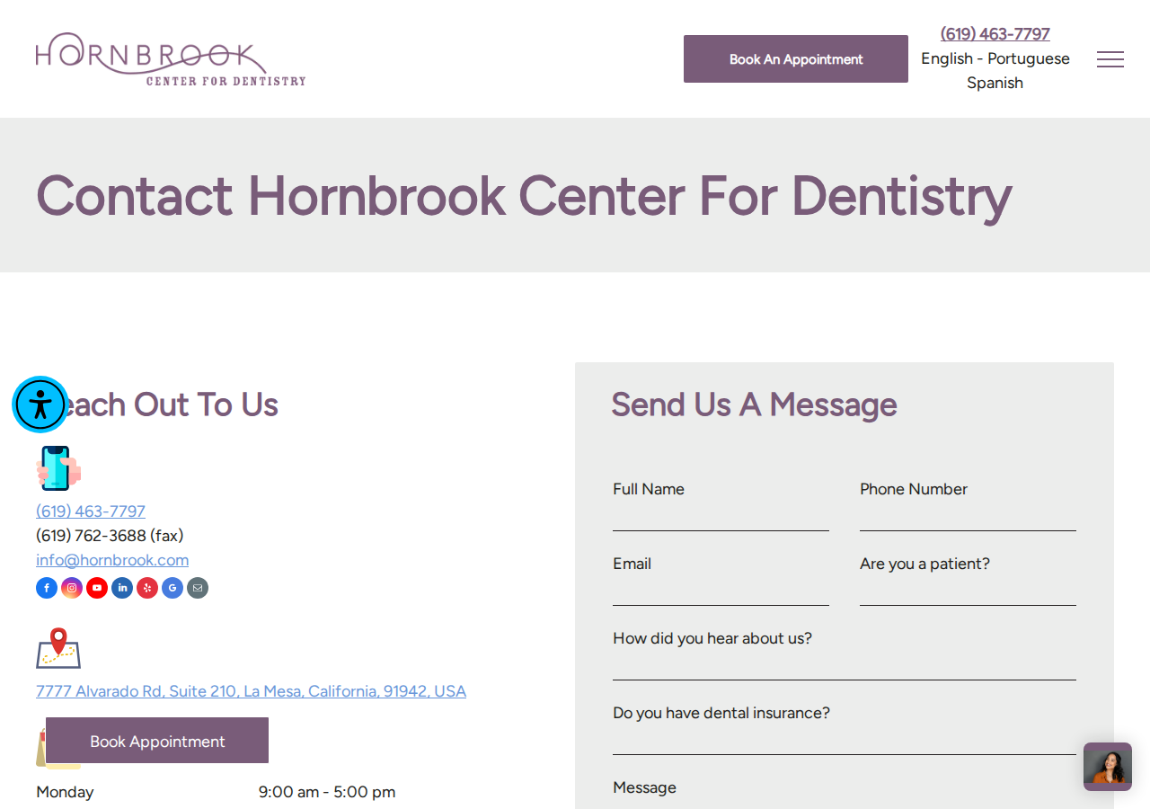 Screenshot of Contact Hornbrook Center for Dentistry in La Mesa
  
  Phone Icon | Person Holding A Phone | Smartphone Icon | Icon of person holding a phone | Cartoon phone icon |Phone Icon | Person Holding A Phone | Smartphone Icon | Icon of person holding a phone | Cartoon phone icon |Phone Icon | Person Holding A Phone | Smartphone Icon | Icon of person holding a phone | Cartoon phone icon |