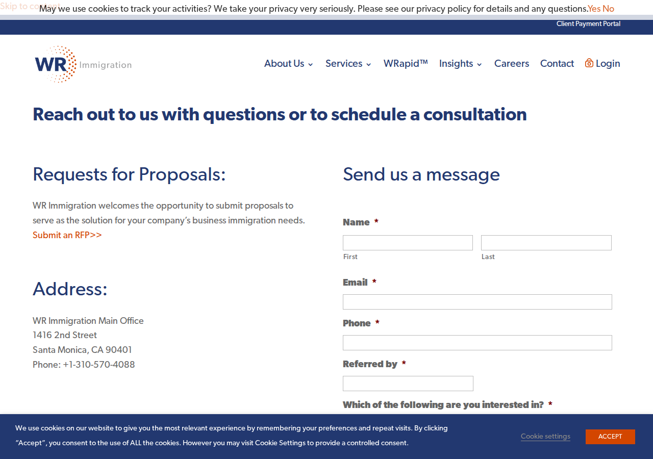 Screenshot of Contact - WR Immigration