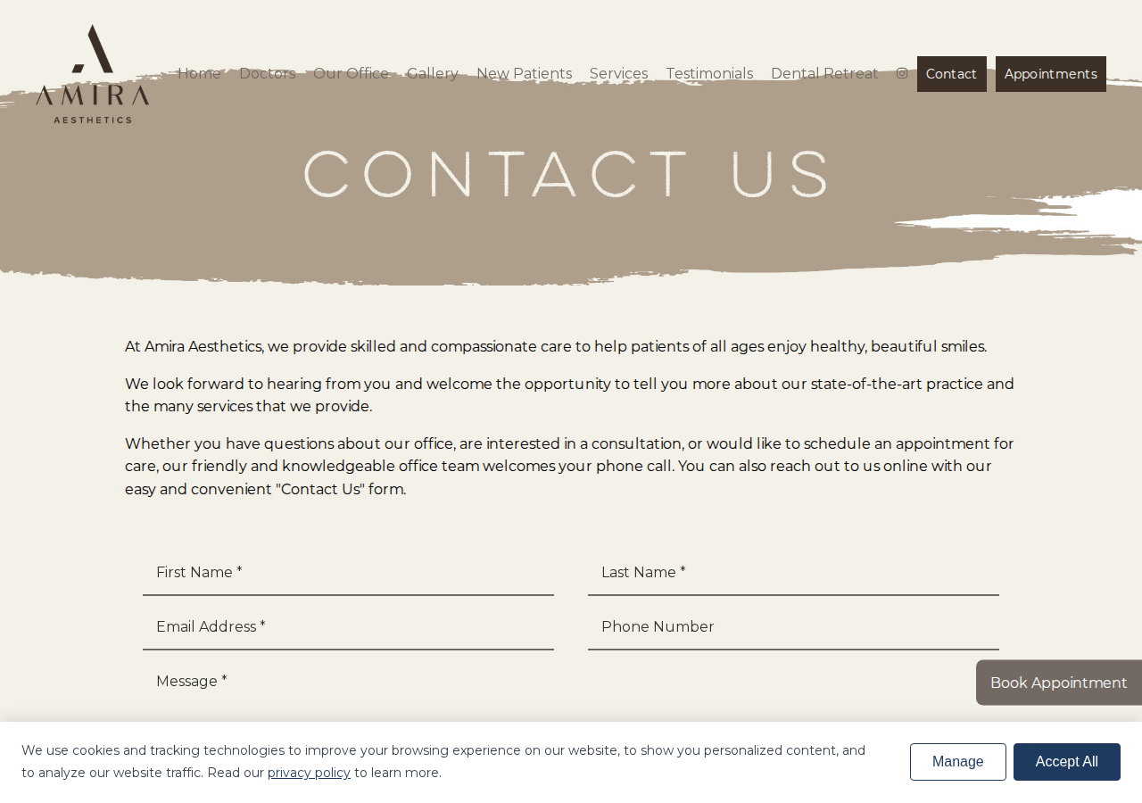 Screenshot of Contact Us | Amira Aesthetics