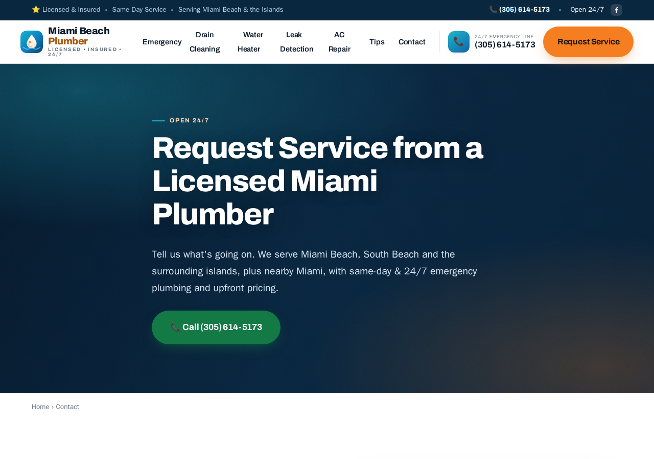 Screenshot of Contact Miami Beach Plumber ☎ (305) 614-5173