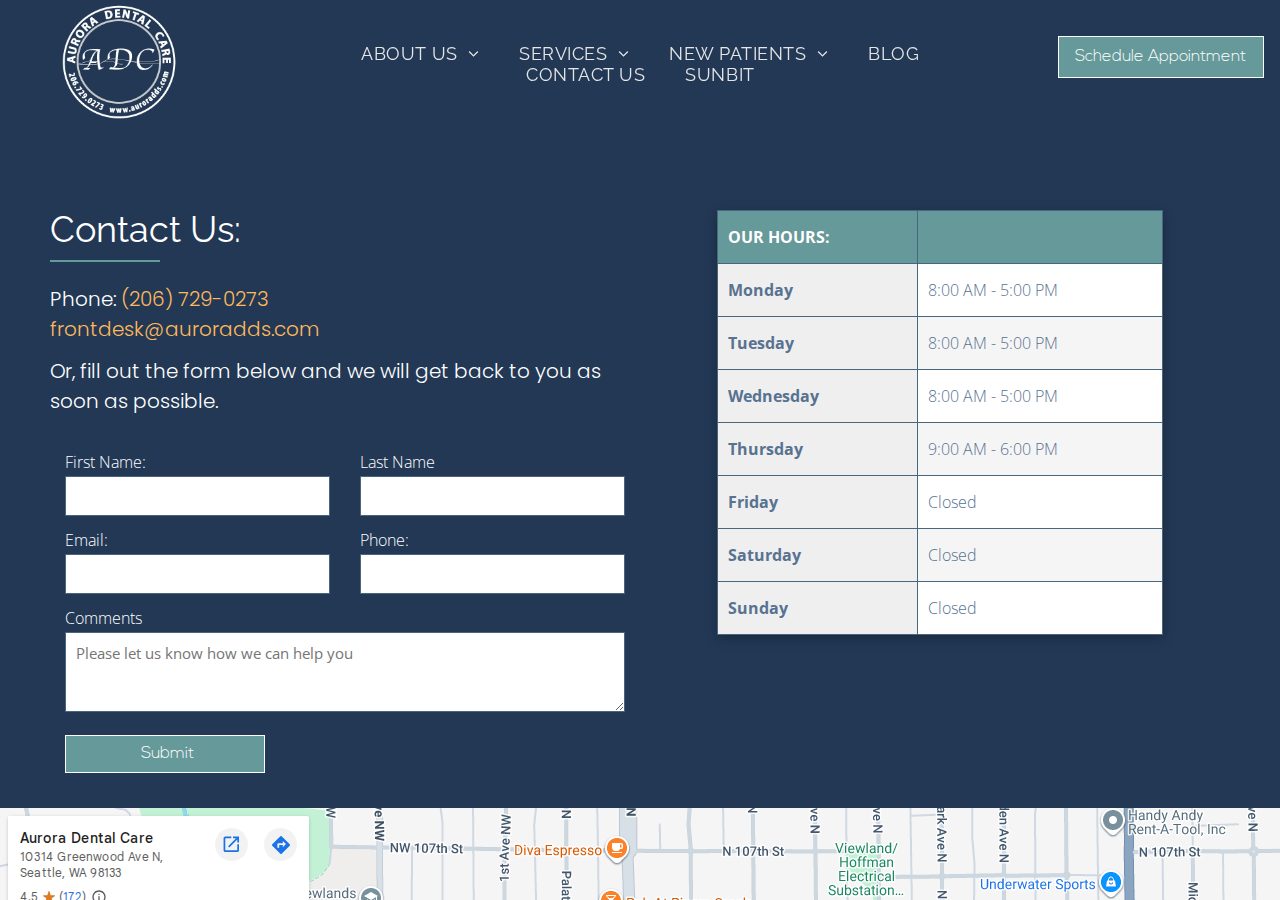 Screenshot of Contact our Seattle WA Dental Office
