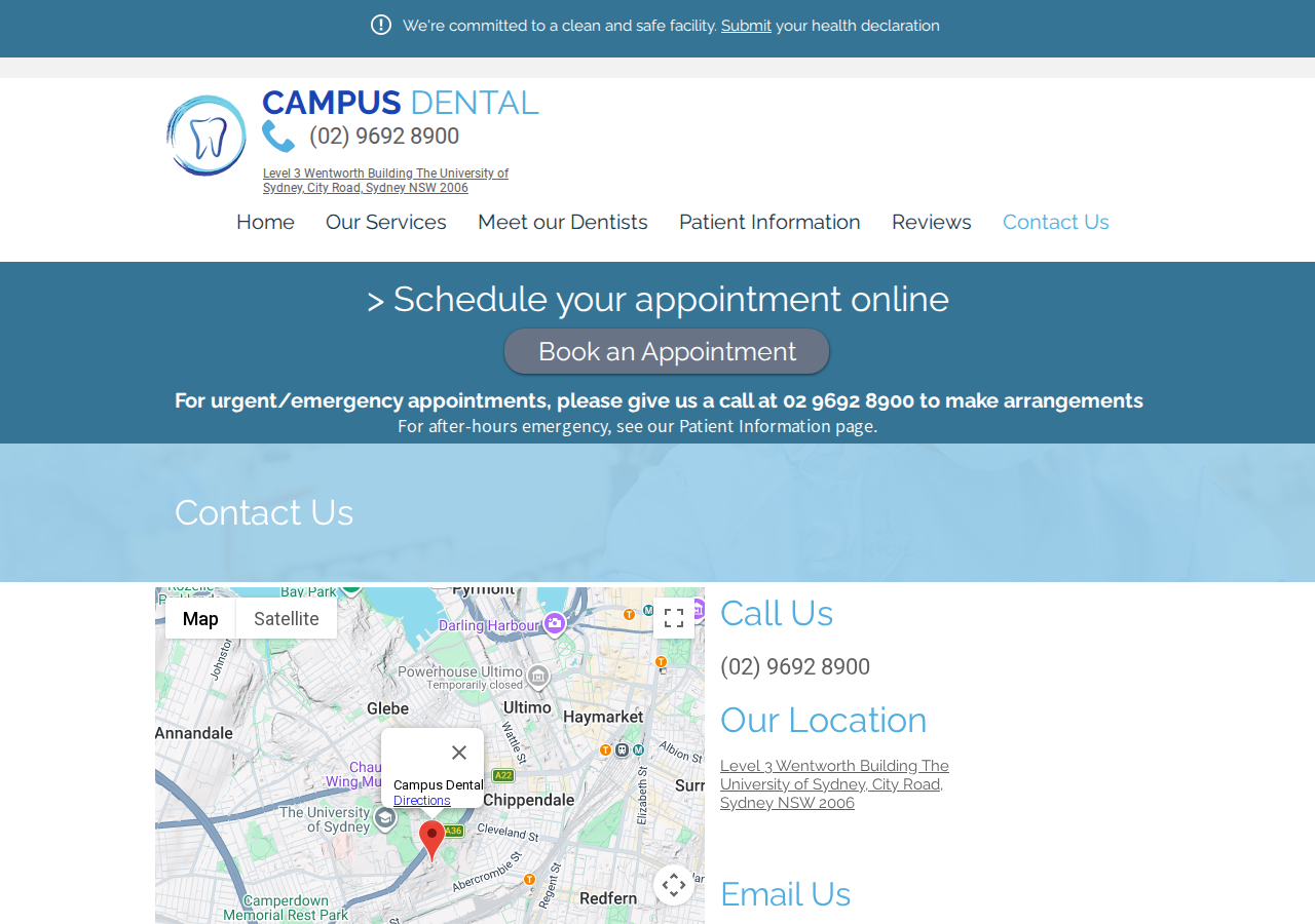 Screenshot of Contact Us | Campusdental