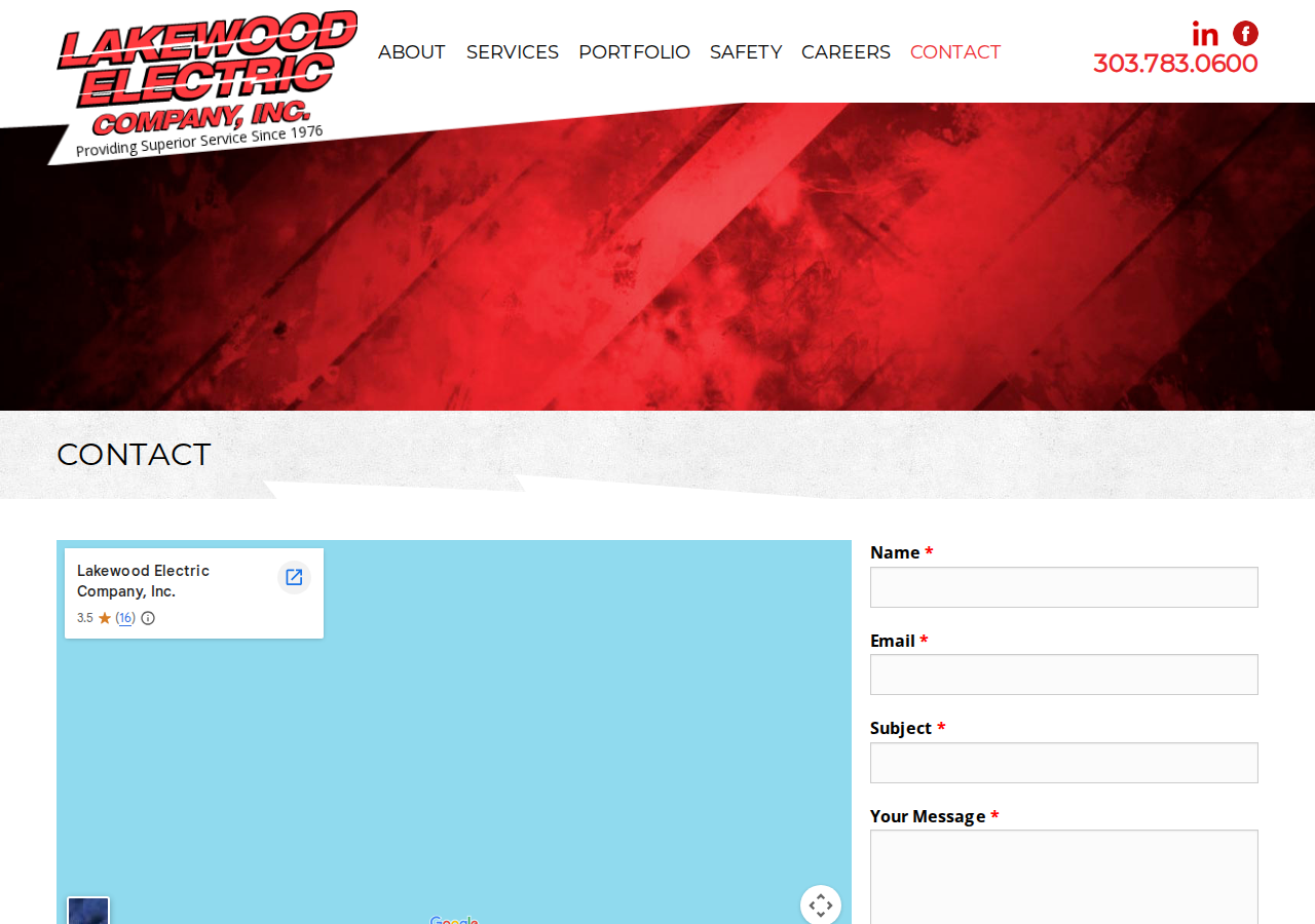 Screenshot of Contact | Lakewood Electric Company, Inc.