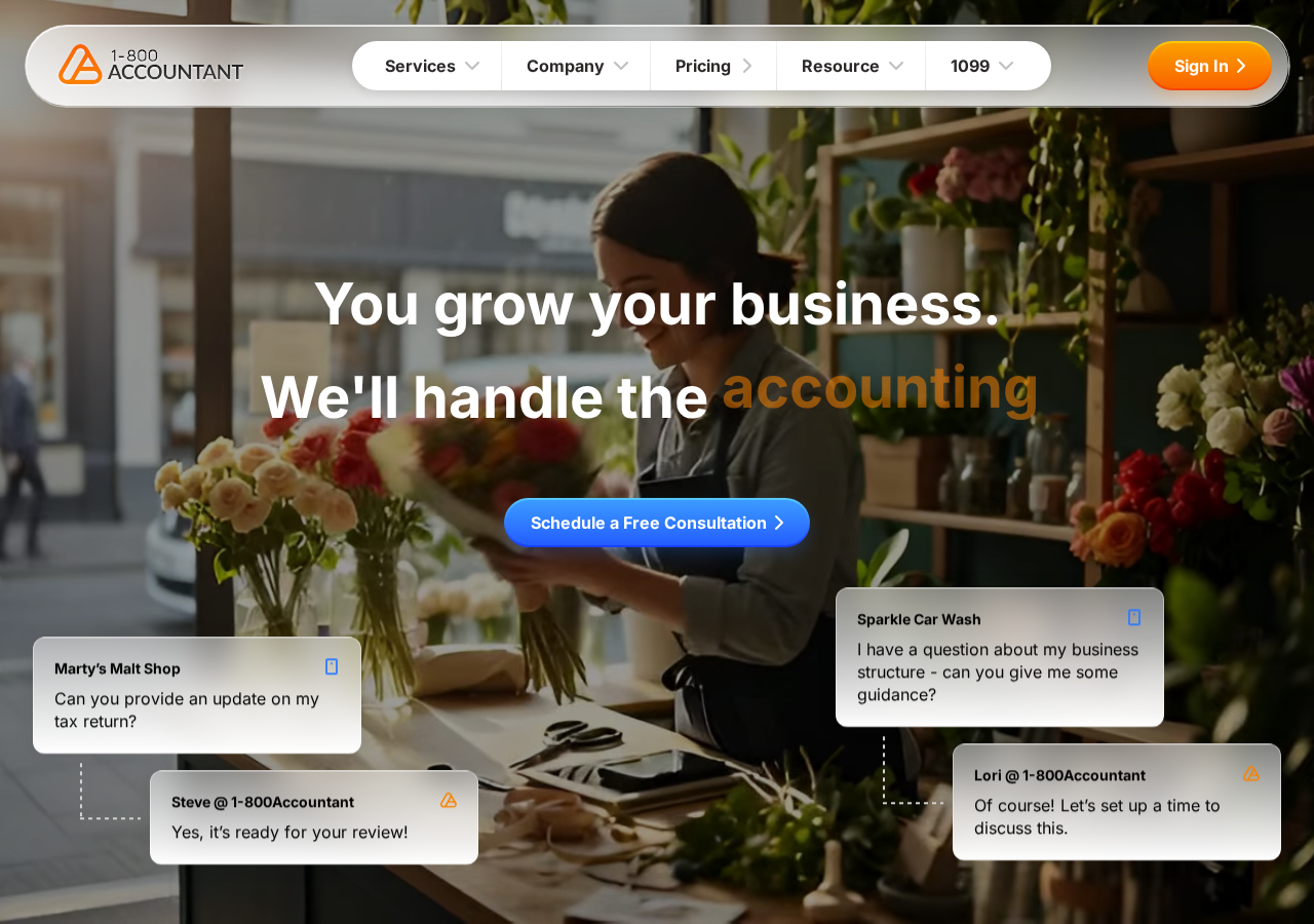 Screenshot of Small Business Taxes & Bookkeeping Online | 1-800Accountant