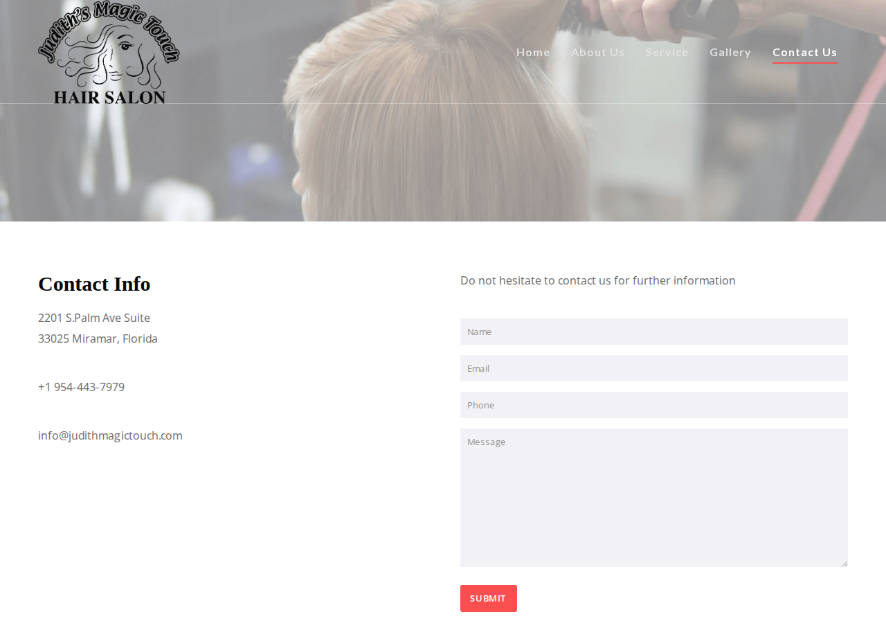 Screenshot of Contact us – Judith Magic Touch Hair Salon