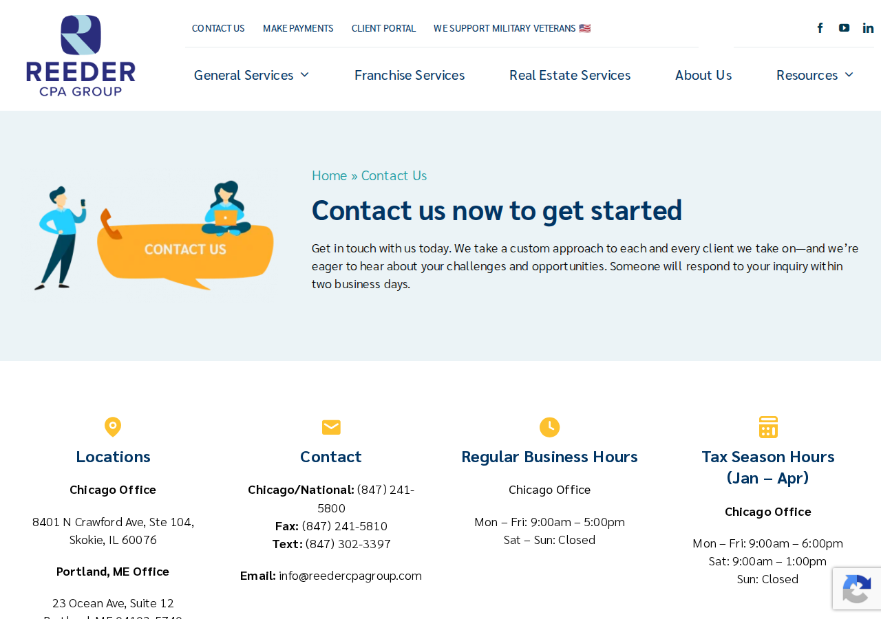 Screenshot of Contact Us - Reeder CPA Group