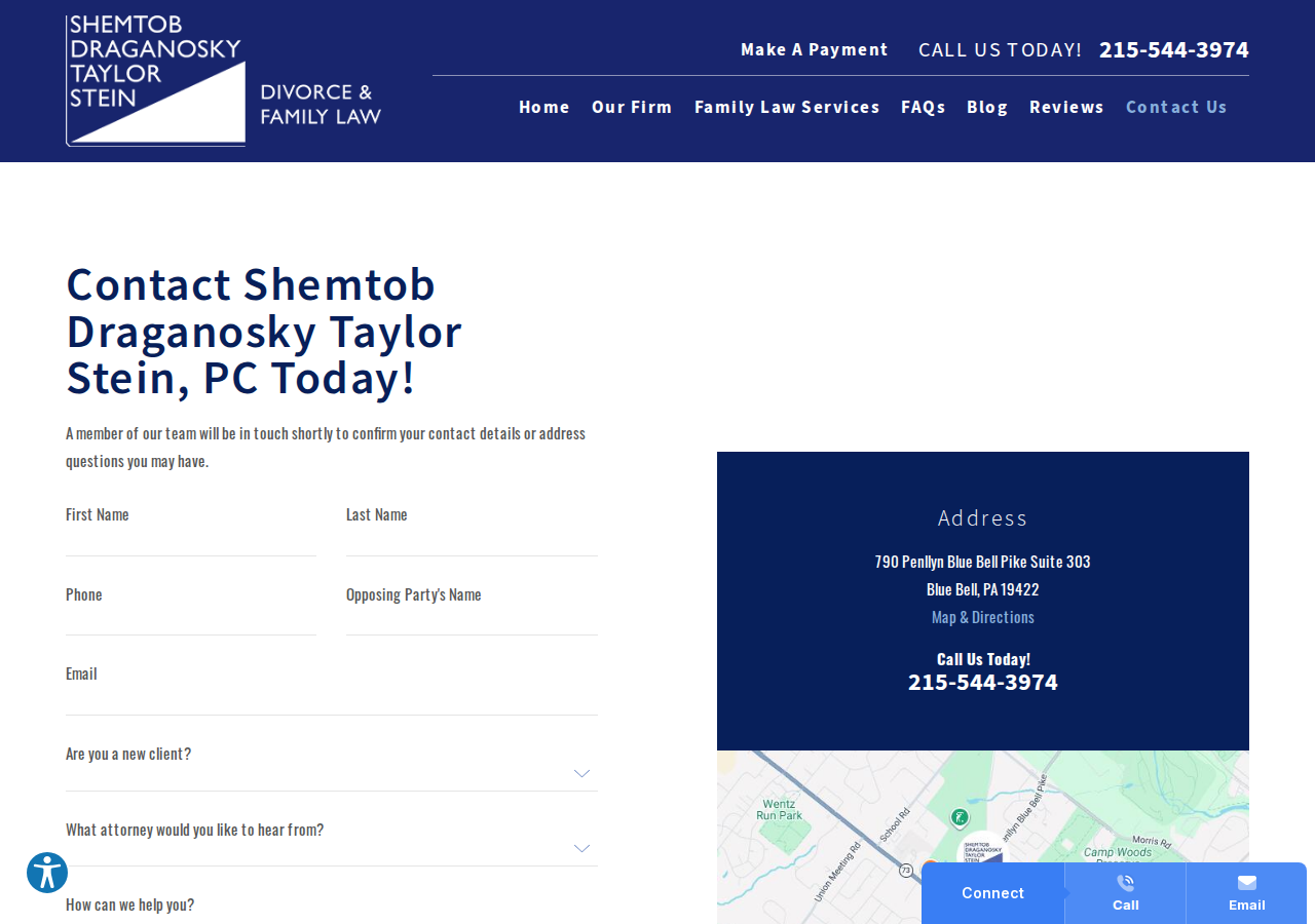 Screenshot of Contact Us | Shemtob Draganosky Taylor Stein, PC