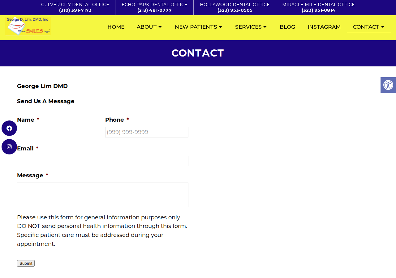 Screenshot of Dentist Near Me - Contact Us | George Lim DMDAccessibility ToolsIncrease TextDecrease TextGrayscaleLinks UnderlineReadable Font