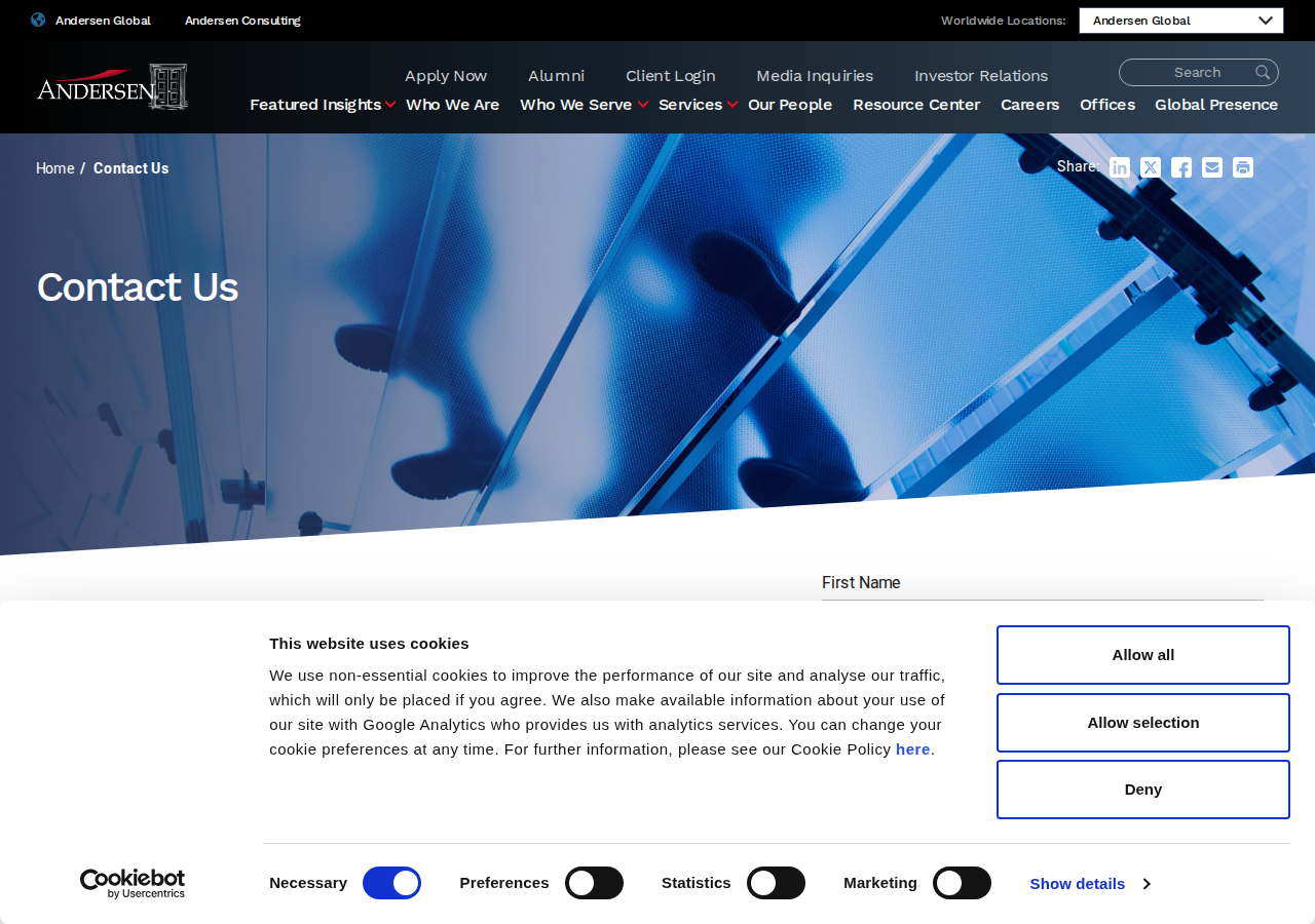 Screenshot of Contact Us | Andersen
