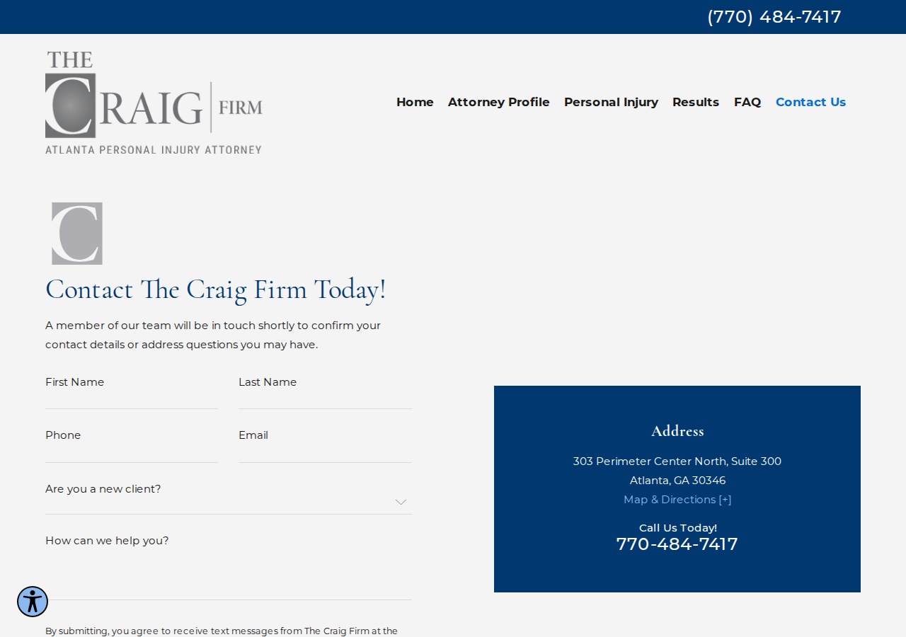 Screenshot of Atlanta Personal Injury Attorney | Contact Us | Personal Injury Lawyer in Atlanta, GA