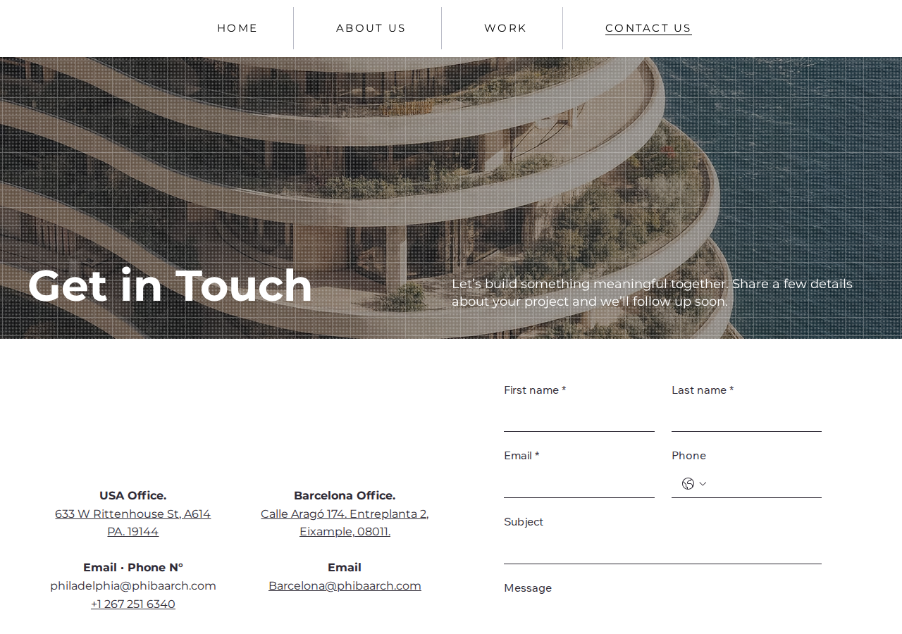 Screenshot of CONTACT US | PhiBa Architecture