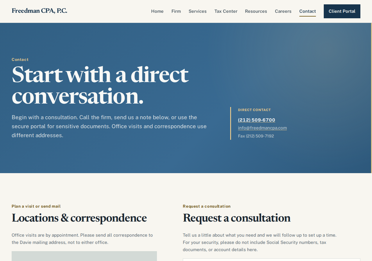 Screenshot of Contact Freedman CPA | New York & Florida