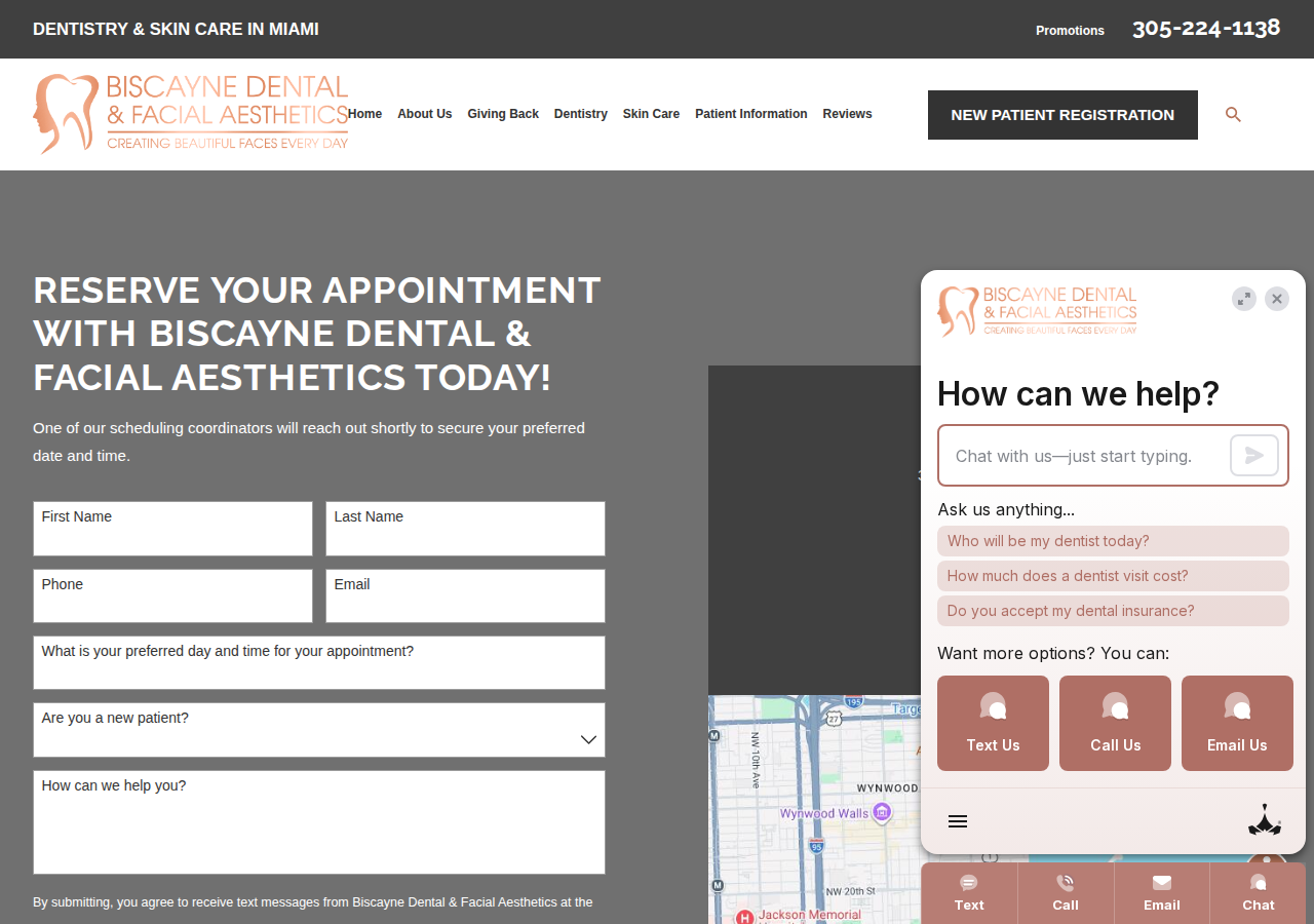 Screenshot of Contact Us | Miami Dentist & Skin Care