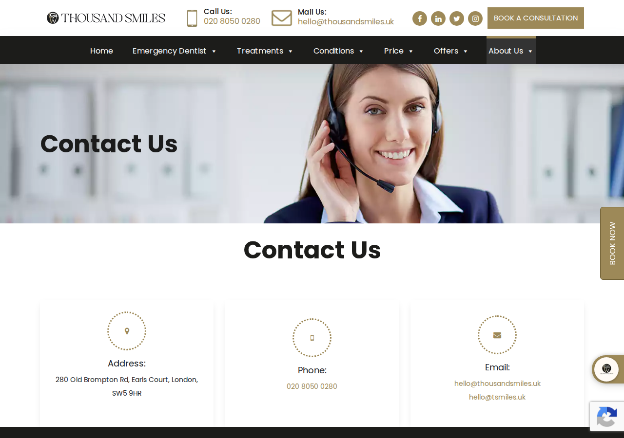 Screenshot of Contact Our Dentists – Thousand Smiles