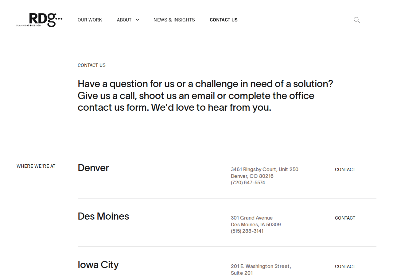 Screenshot of Contact Us | RDG Planning & Design