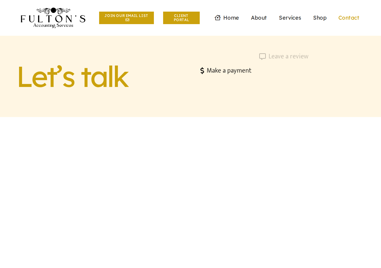 Screenshot of Contact - Fulton's Accounting Services