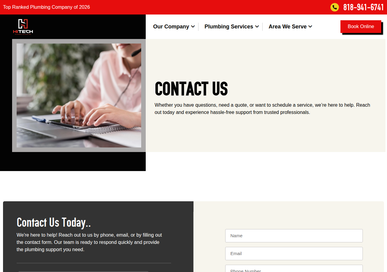 Screenshot of Contact Hi-Tech Plumbing Los Angeles | Free Estimates
