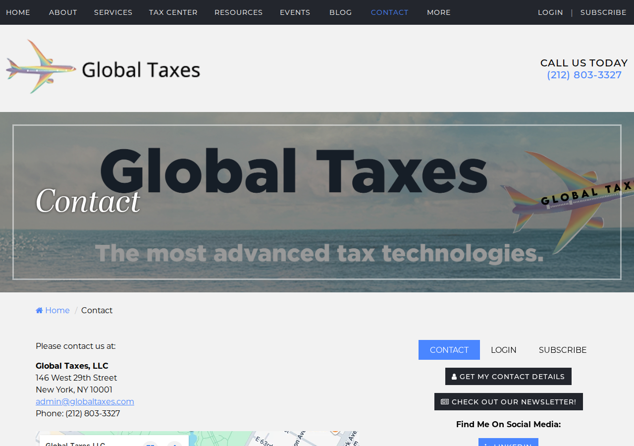 Screenshot of New York, NY Accounting Firm | Contact | Global Taxes, LLC