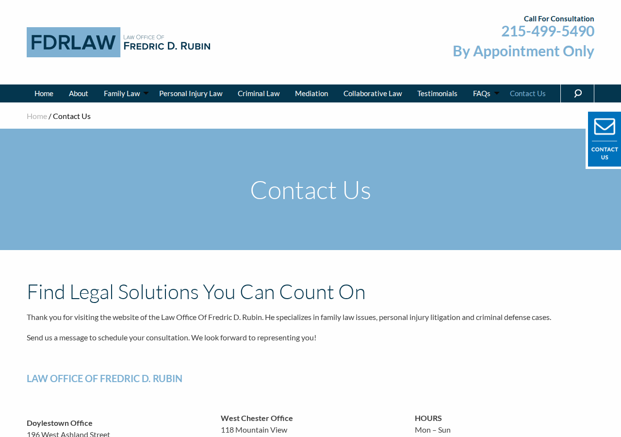Screenshot of West Chester Law Firm, Law Office Of Fredric D. Rubin | Contact Us