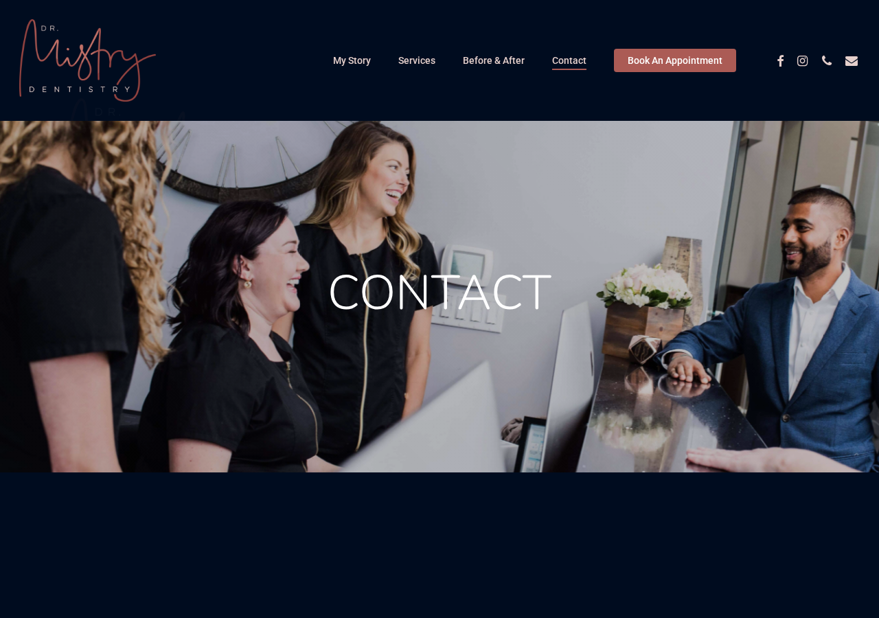 Screenshot of Contact | Book An Appointment | Dr. Mistry Dentistry
